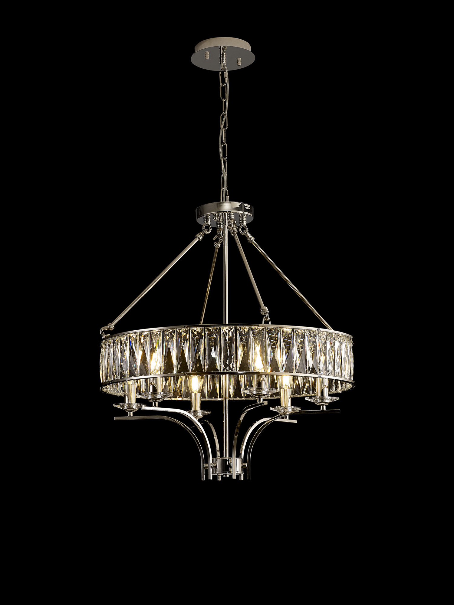 IL31819  Vivienne Crystal Pendant/Semi Ceiling 6 Light Polished Nickel